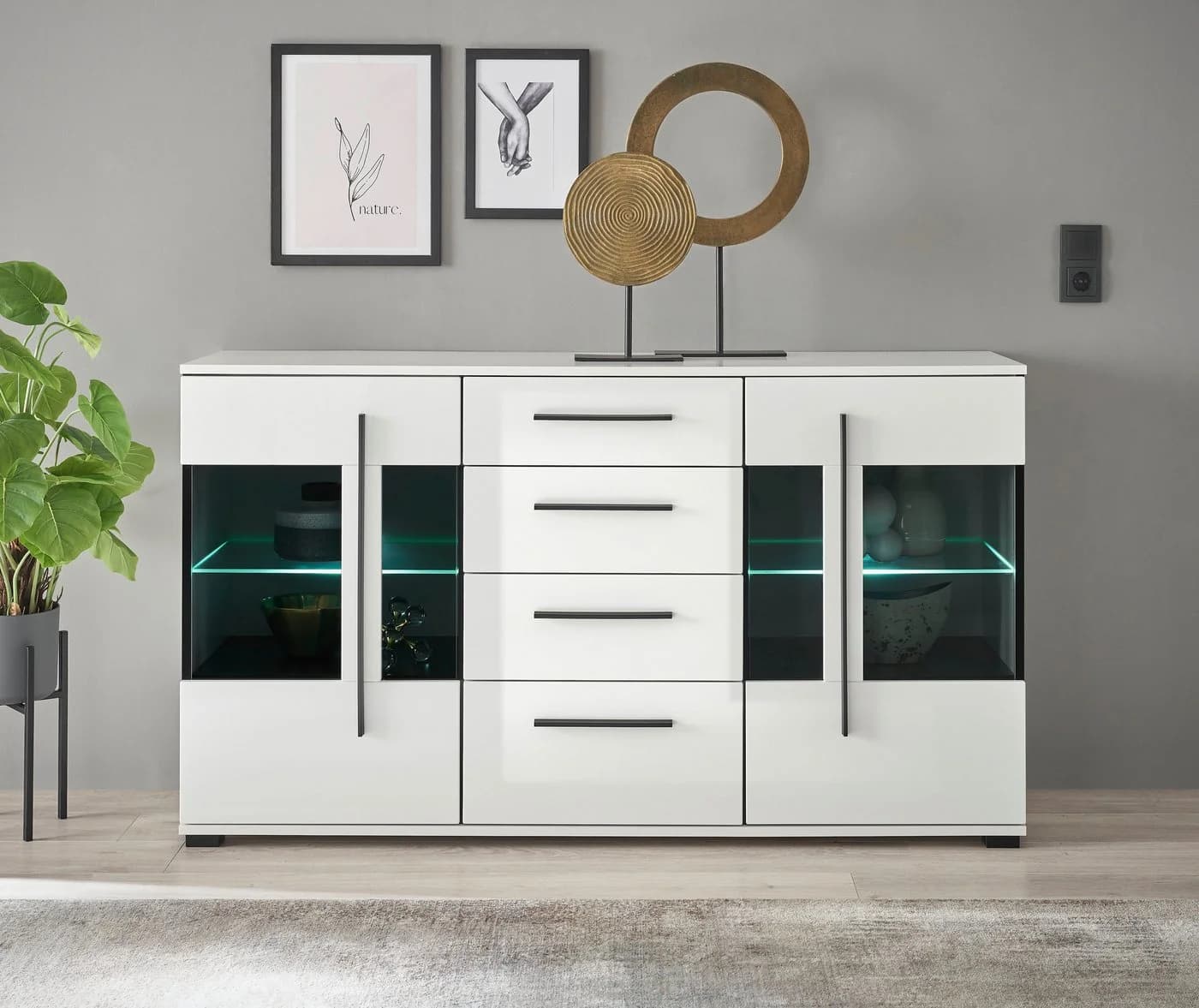 Home Affaire Sideboard Cantara Weiß Hochglanz Modern