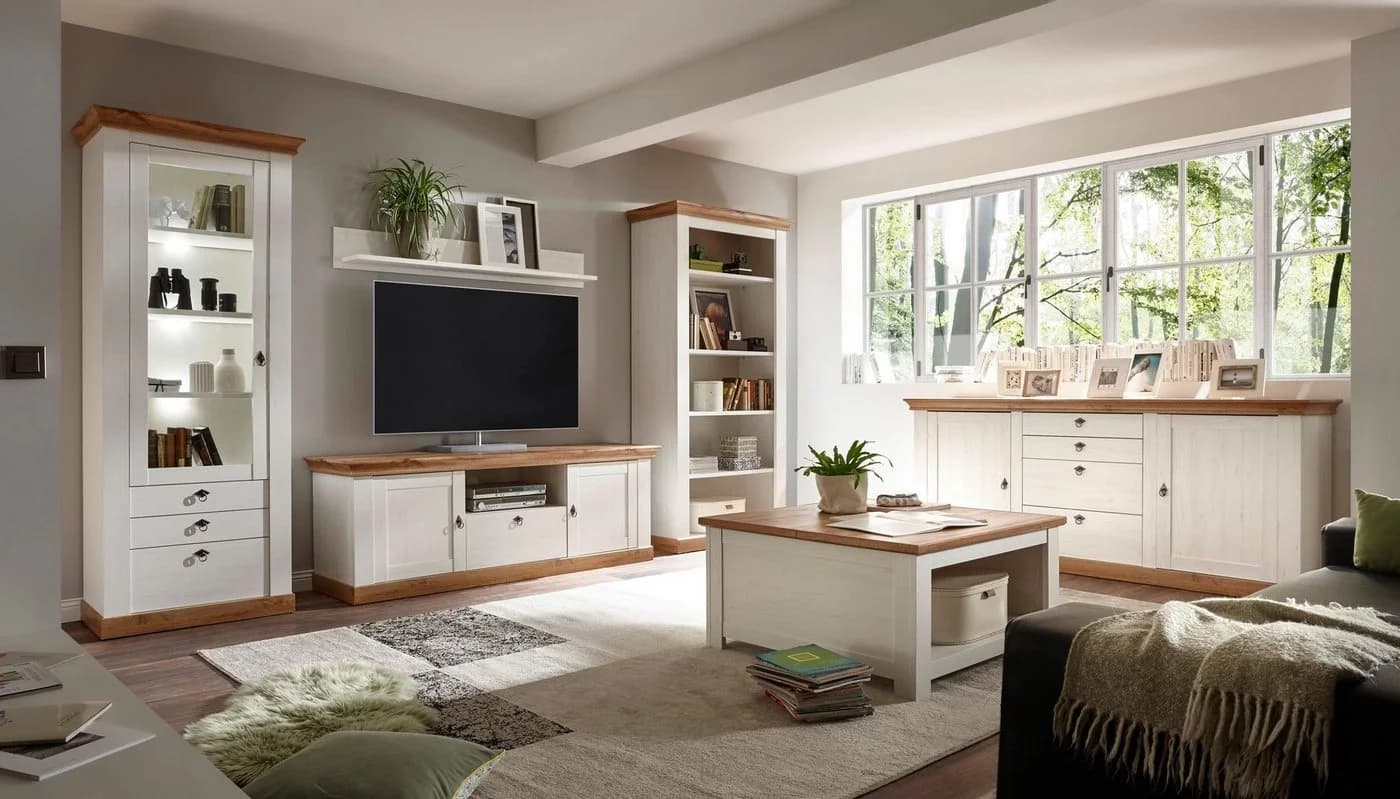 HOME AFFAIRE Sideboard Cremona Weiß Pinie Eiche