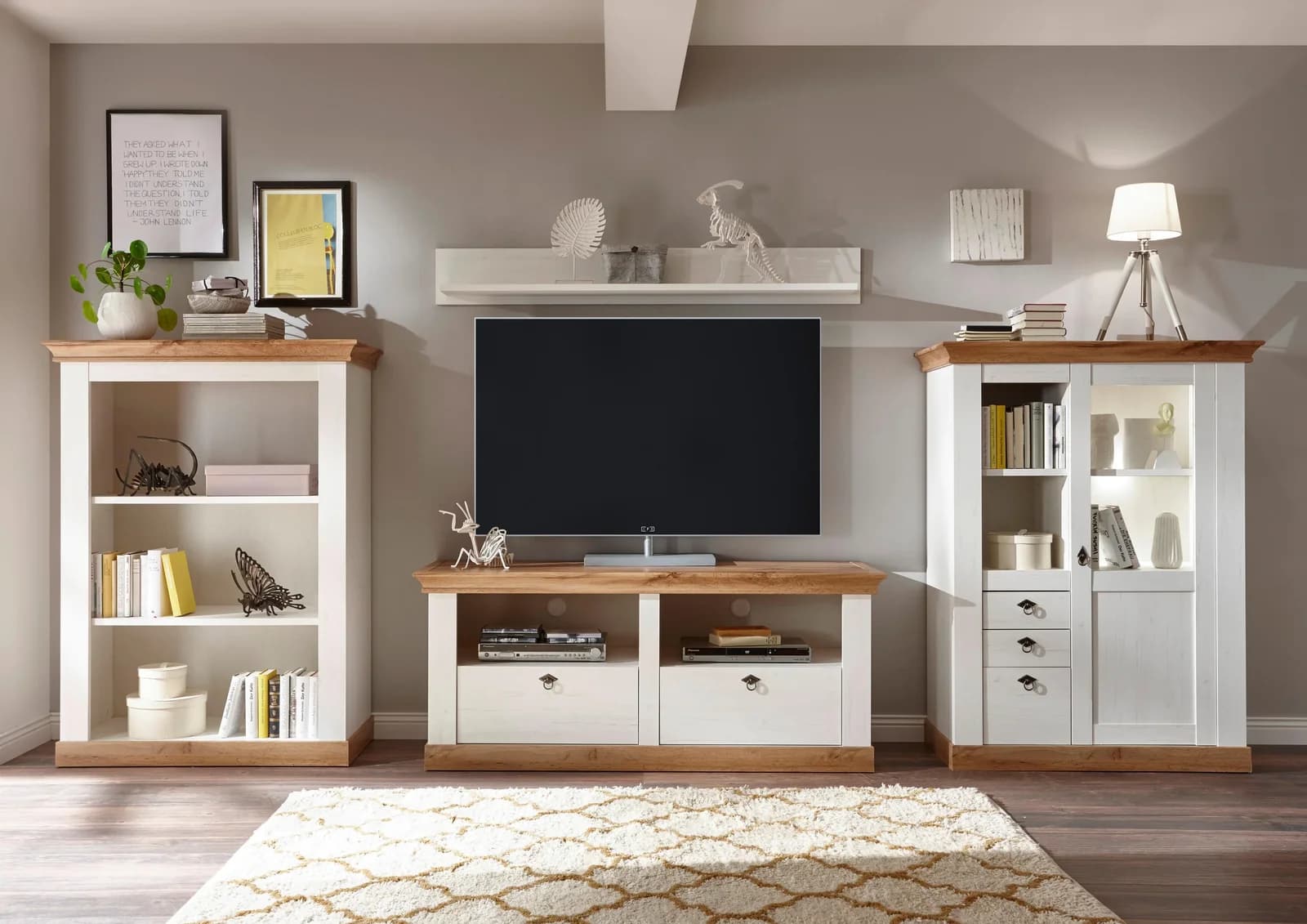 Home Affaire Wohnwand Cremona Weiß Landhausstil