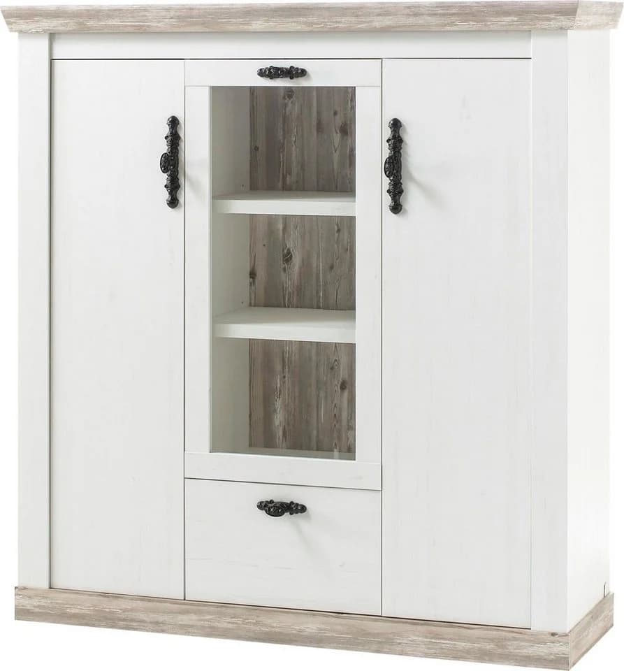 Home affaire Highboard Florenz Weiß Landhausstil