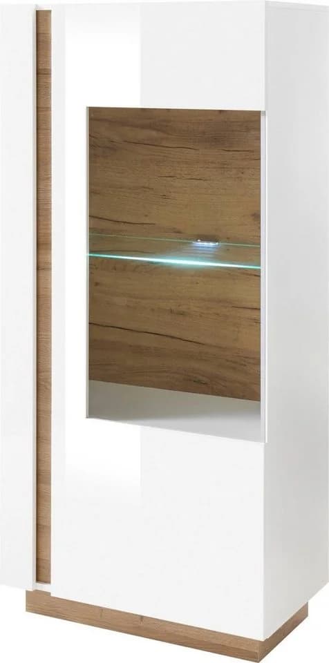 HOME AFFAIRE Clair Vitrine 22 Weiß Hochglanz Grandson Oak
