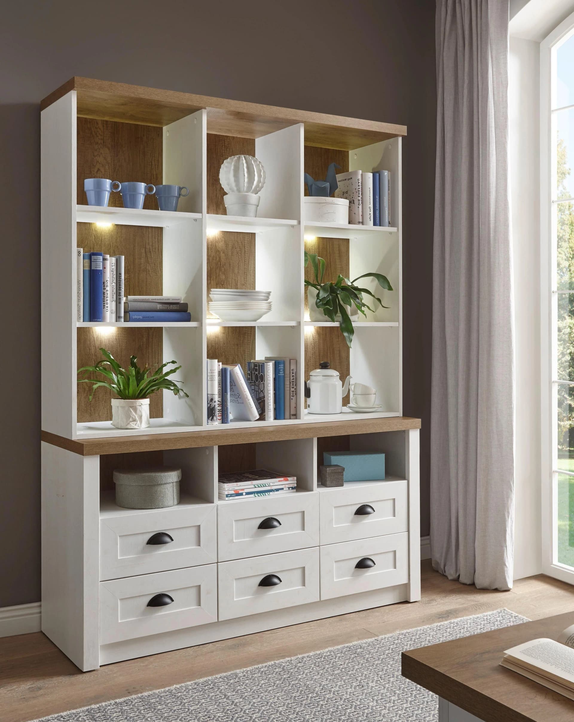 Buffet HOME AFFAIRE Beauvais Weiß Eichefarben Dekor