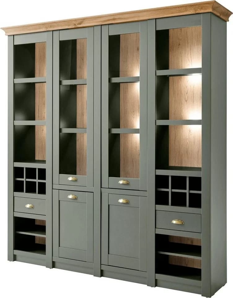 Buffet HOME AFFAIRE Cambridge Grün mit Weinregal