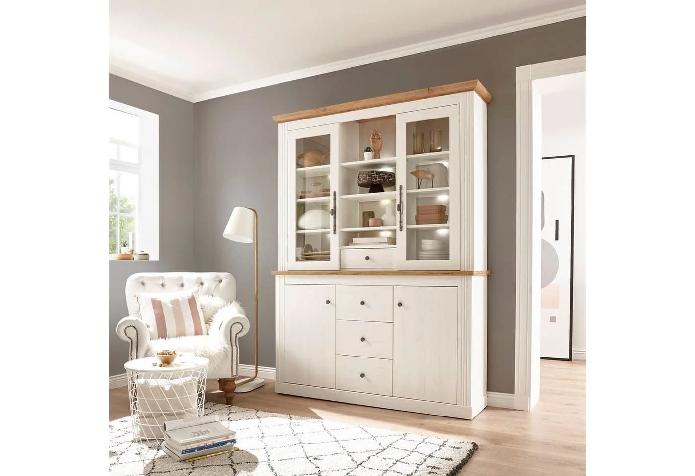 OTTO HOME WESTMINSTER Buffet Landhaus-Look Weiß Pinie Eiche