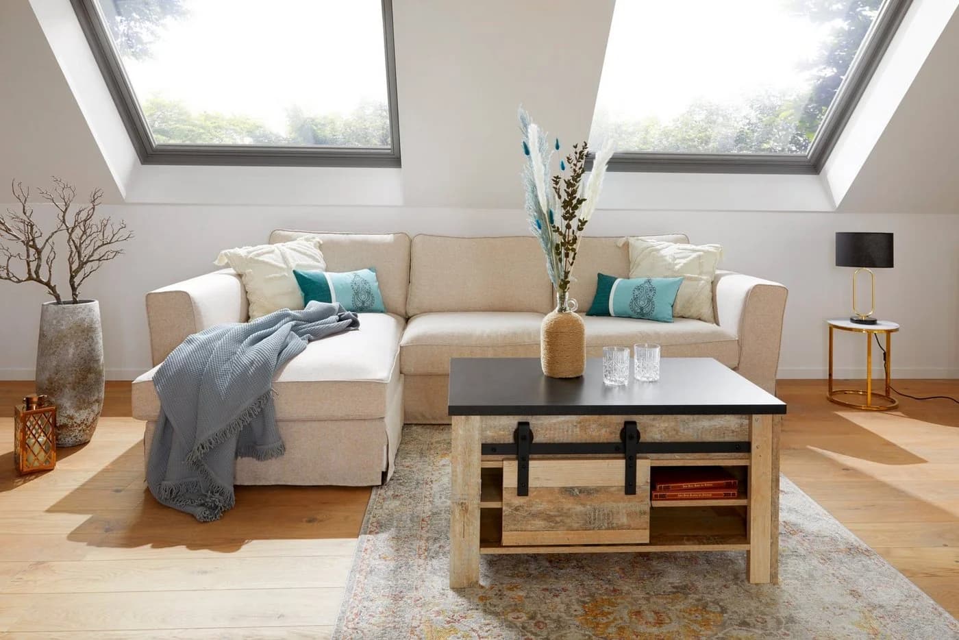 Couchtisch HOME AFFAIRE SHERWOOD Anthrazit Metall Holzwerkstoff