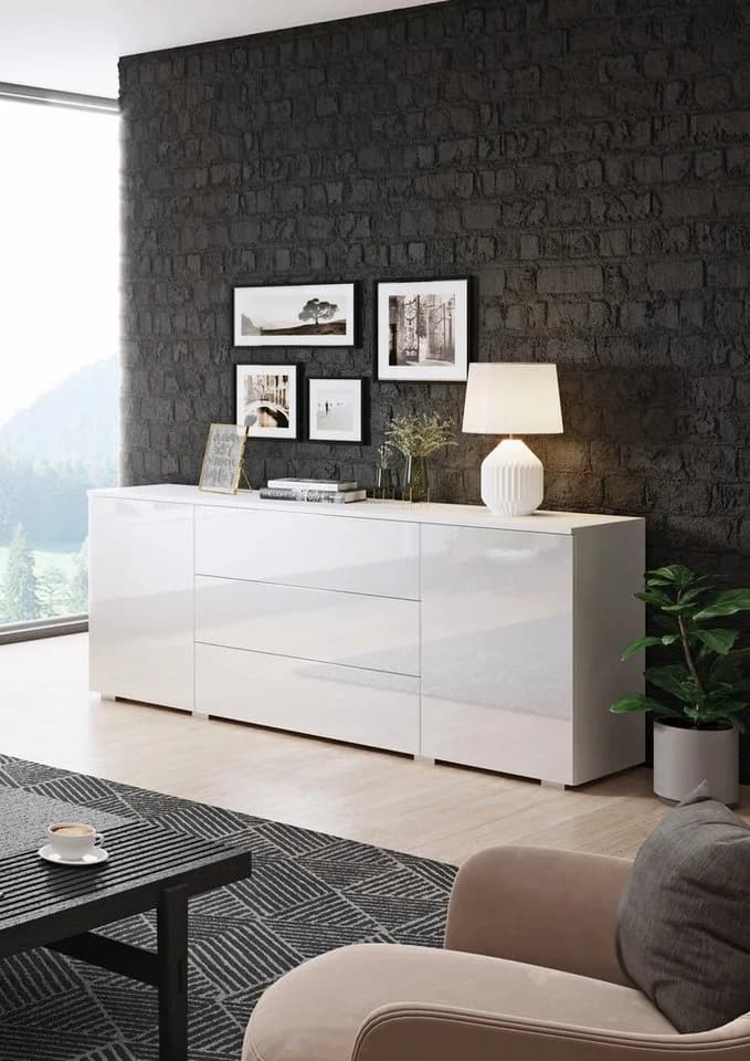 OTTO home Sideboard PARIS Weiß Matt/Hochglanz Push-to-open