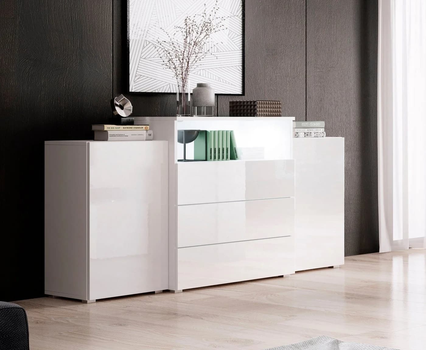 Sideboard HOME AFFAIRE URBAN III Weiß Hochglanz Modern