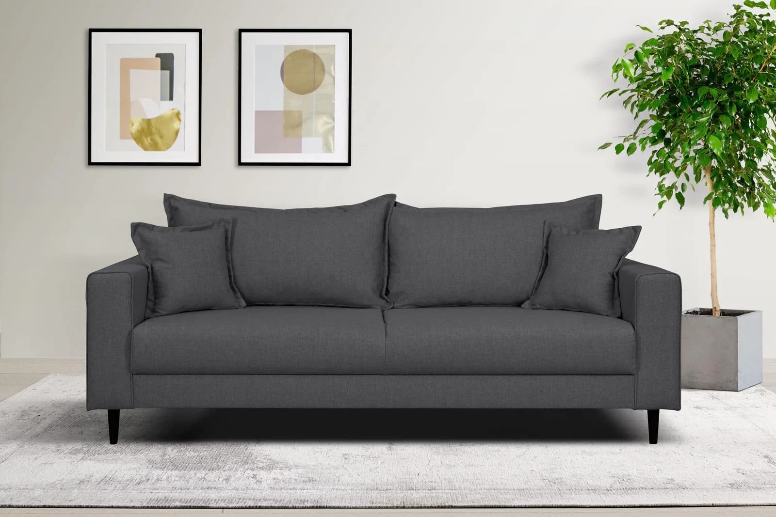 HOME AFFAIRE Sofa Veyras 3-Sitzer Anthrazit Polyester