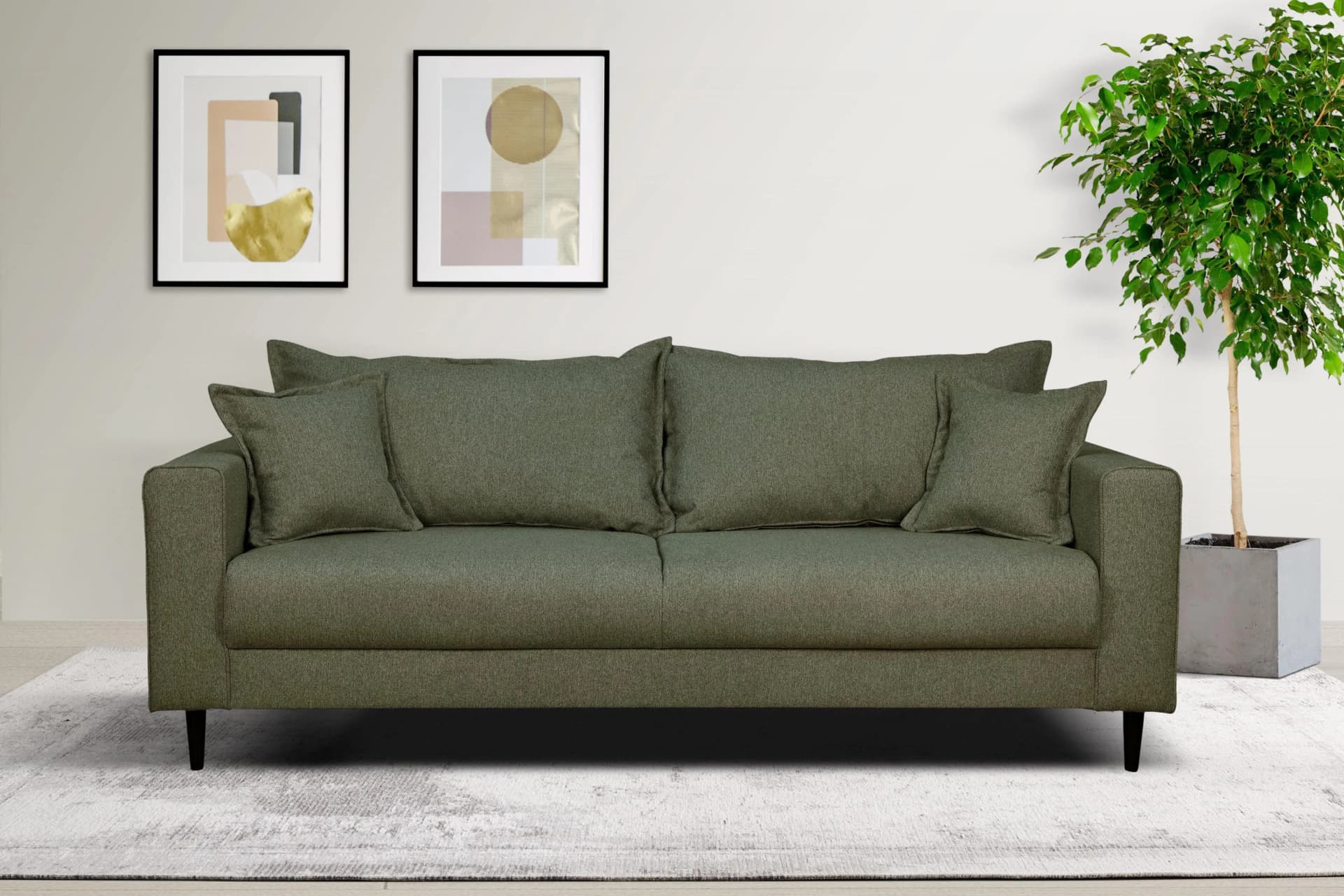 HOME AFFAIRE Veyras 3-Sitzer Sofa Grün Polyester