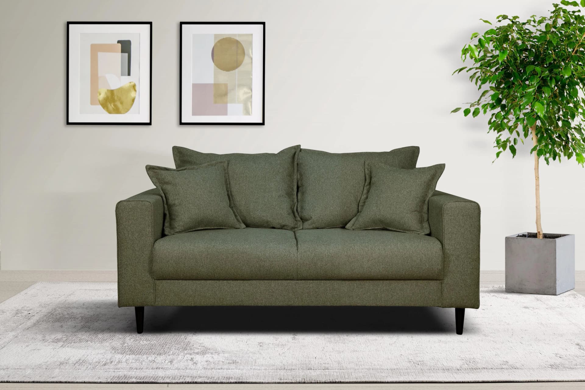 HOME AFFAIRE Veyras 2-Sitzer Sofa Grün Polyester