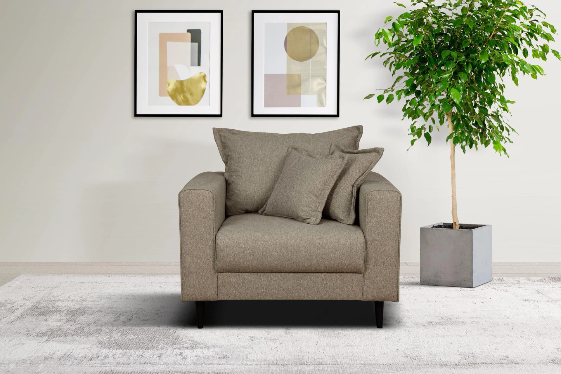 HOME AFFAIRE VEYRAS Loungesessel Taupe Polyester mit Kissen