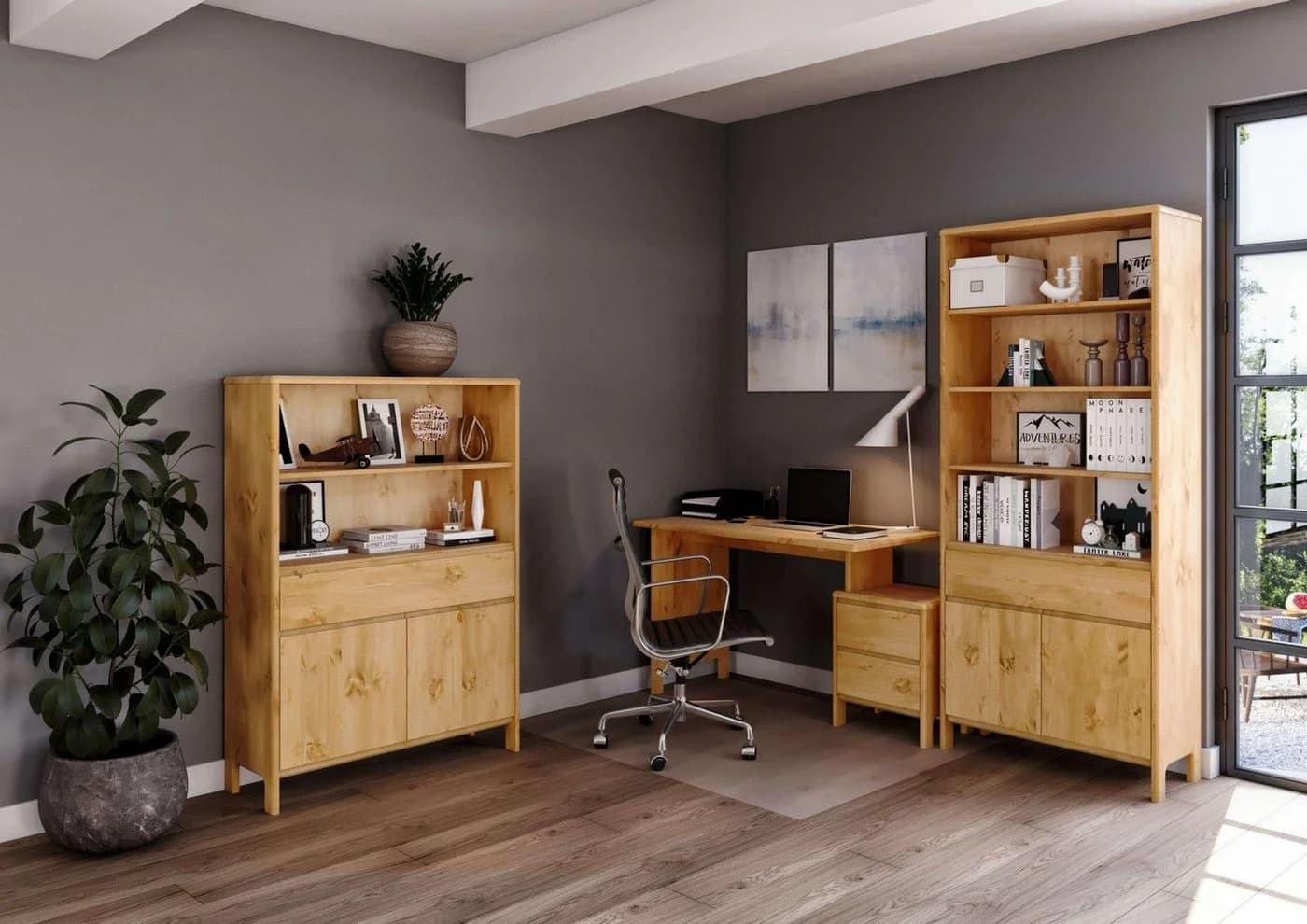 OTTO HOME Schreibtisch Luven Massivholz mit 2 Schubkästen
