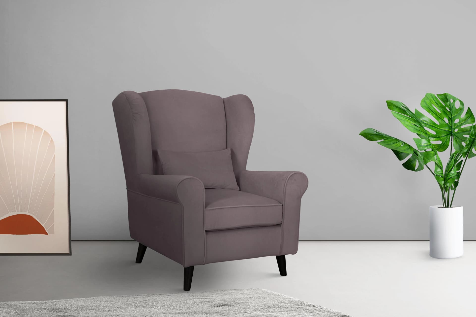 Home Affaire Ohrensessel CHISTELLE Taupe Samtoptik