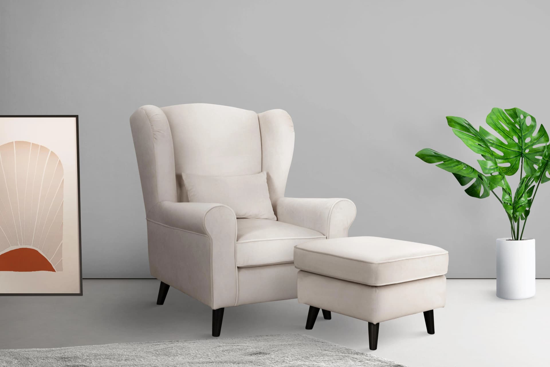 Home Affaire Ohrensessel CHISTELLE Creme mit Hocker