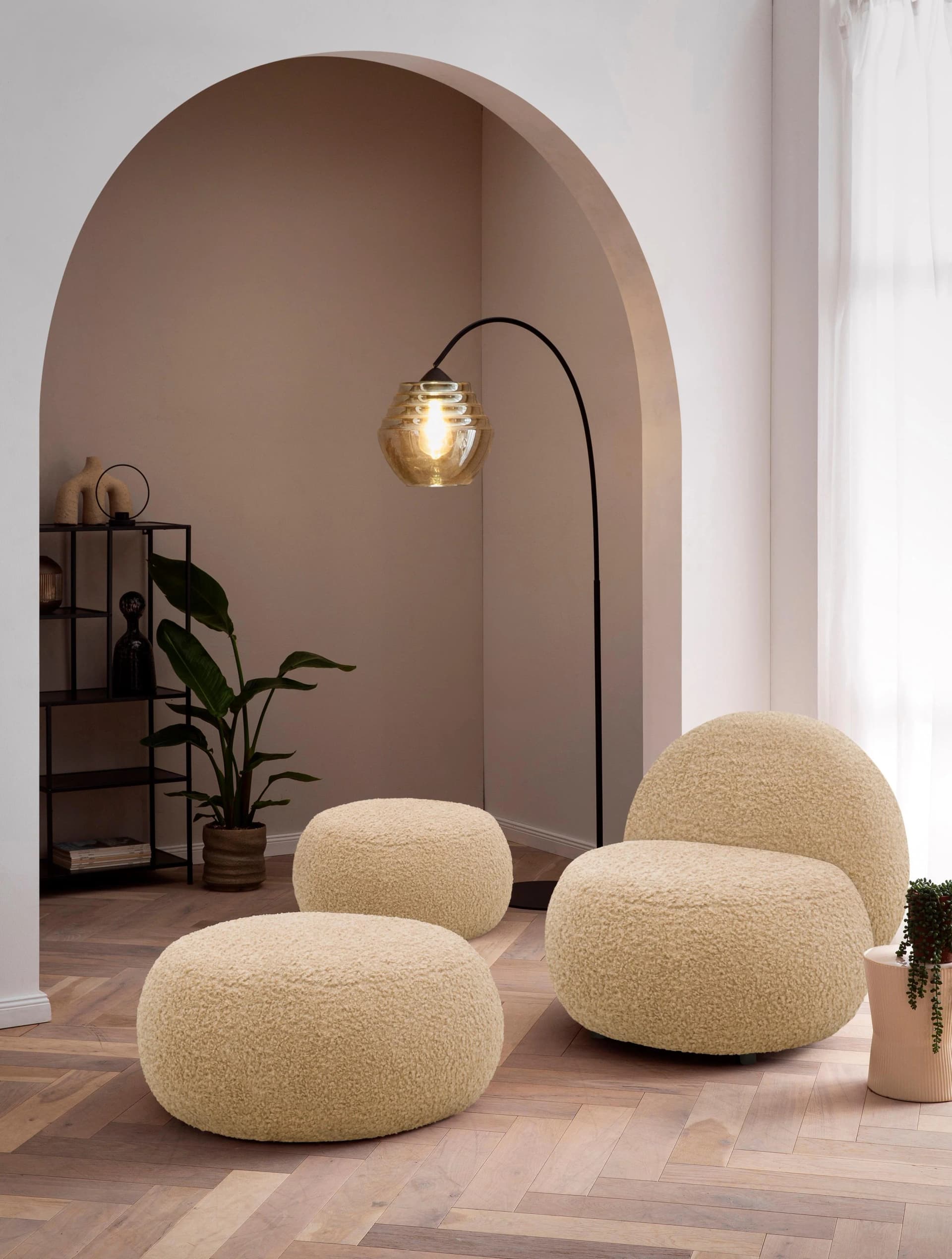HOME AFFAIRE Polsterhocker Mithras I Taupe Fellimitat