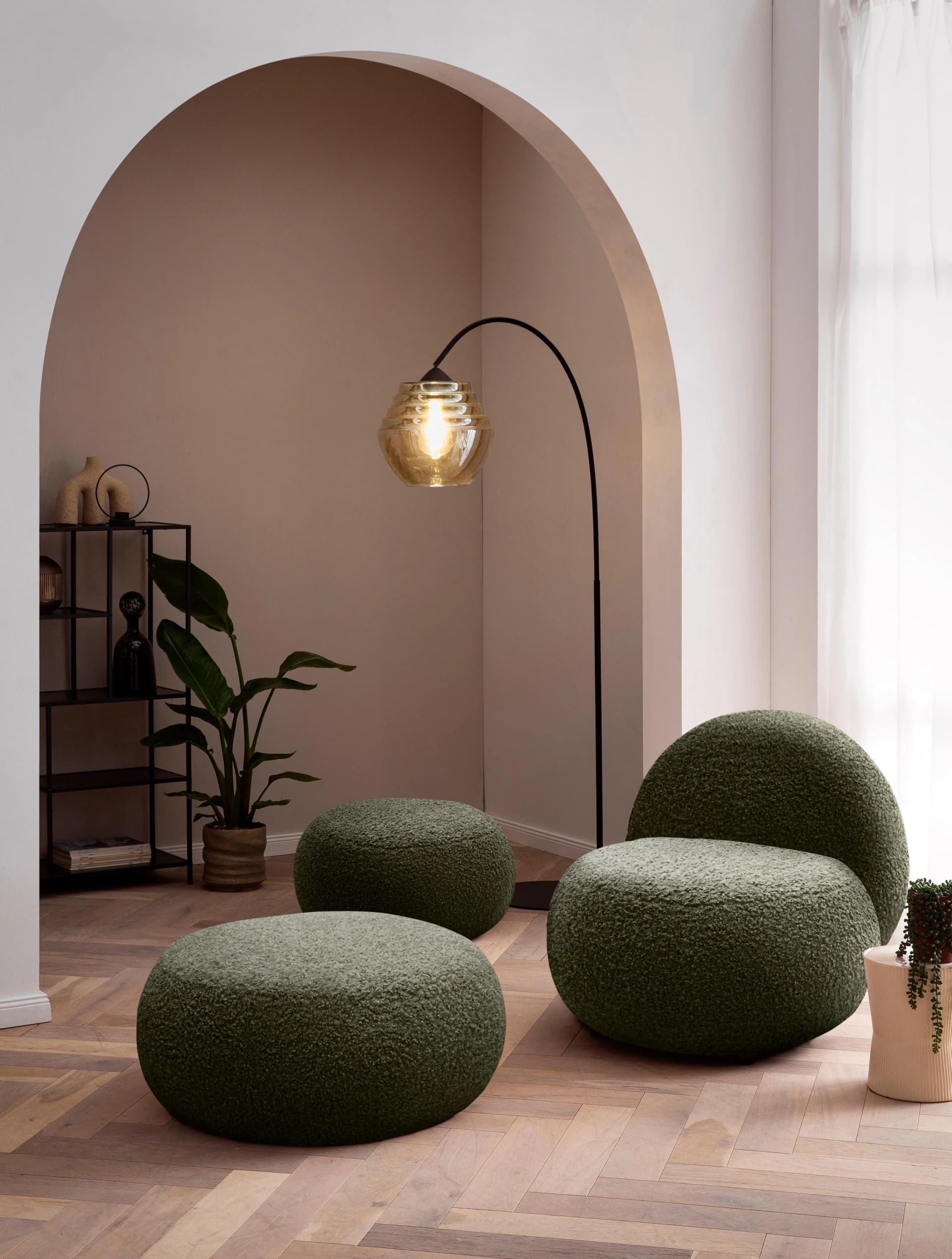 HOME AFFAIRE Polsterhocker Mithras I Dunkelgrün Polyester