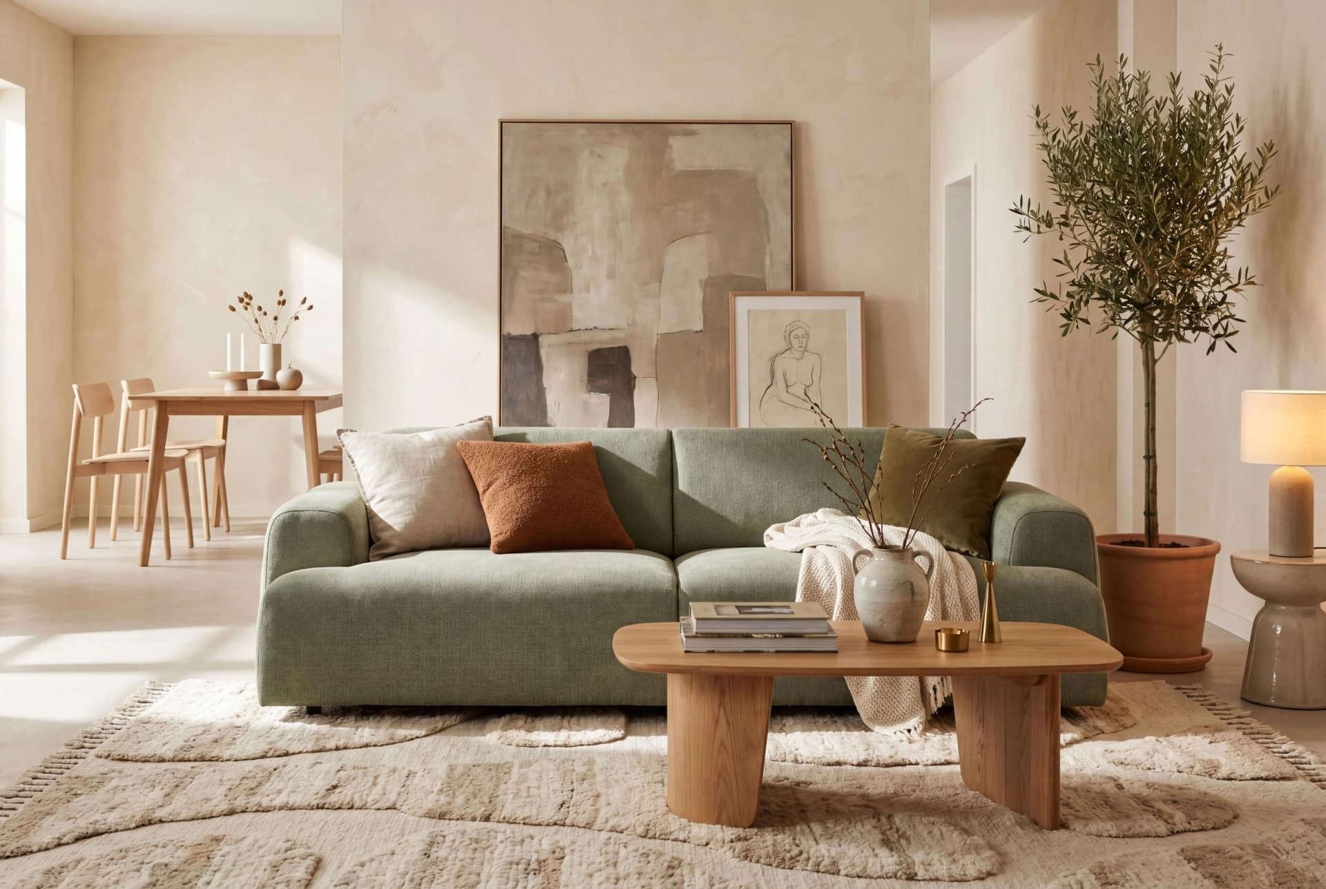 HOME AFFAIRE Linkka 3-Sitzer Sofa Grün Chenille