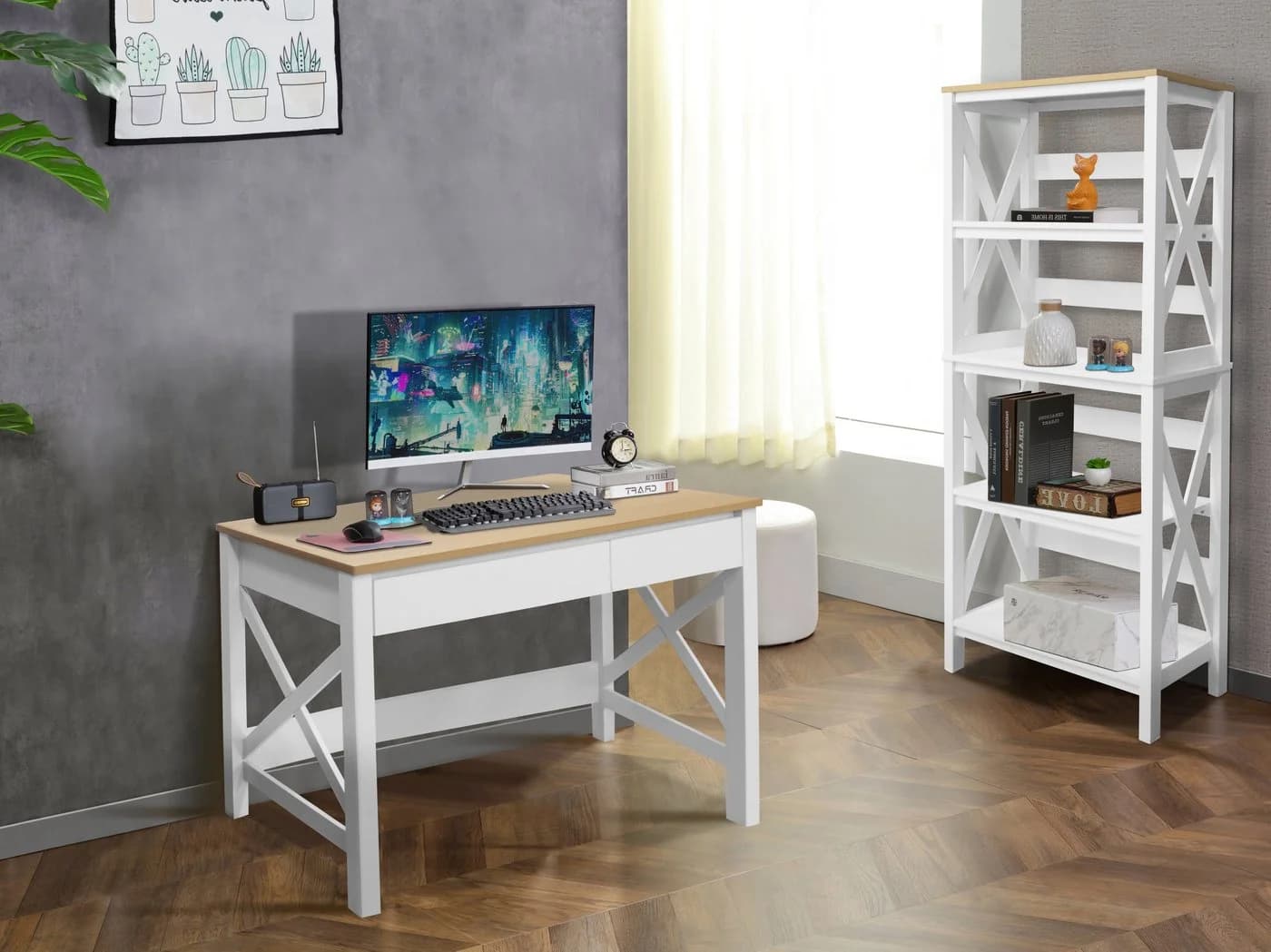 OTTO HOME Silba Aktenregal Weiß Eiche Landhausstil 4 Fächer