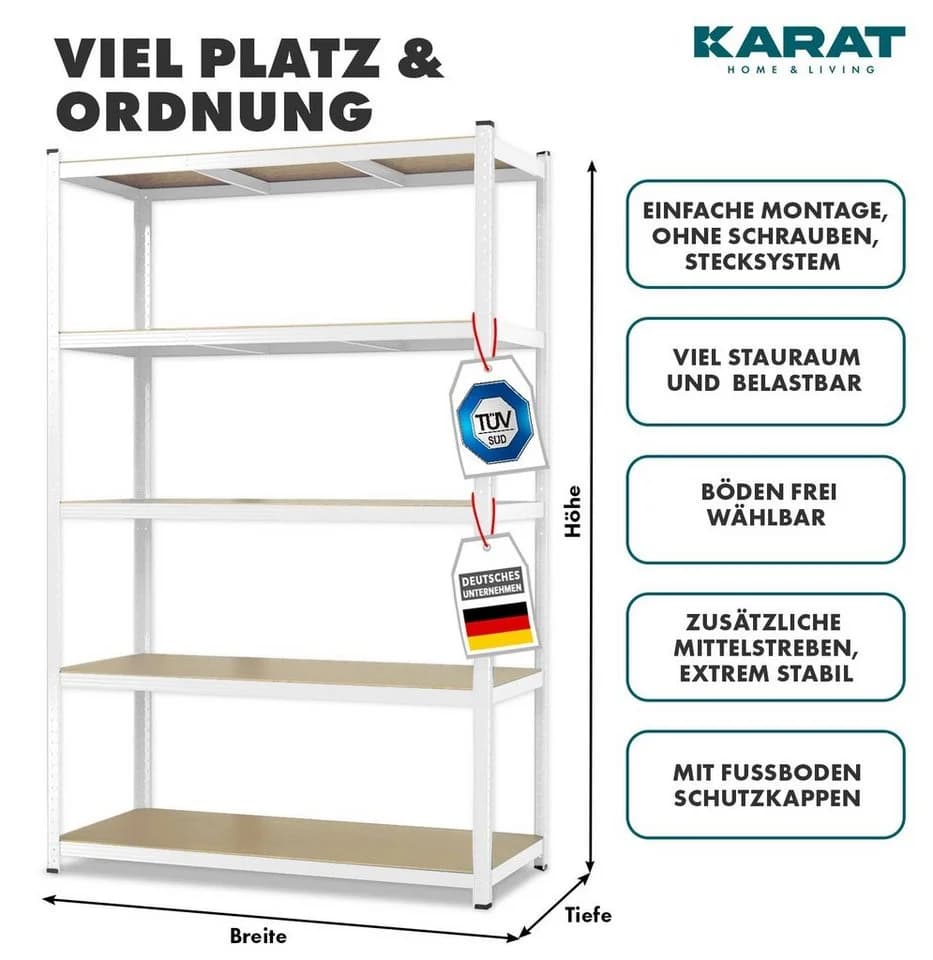 Kubus Schwerlastregal Weiß Lagerregal für Keller