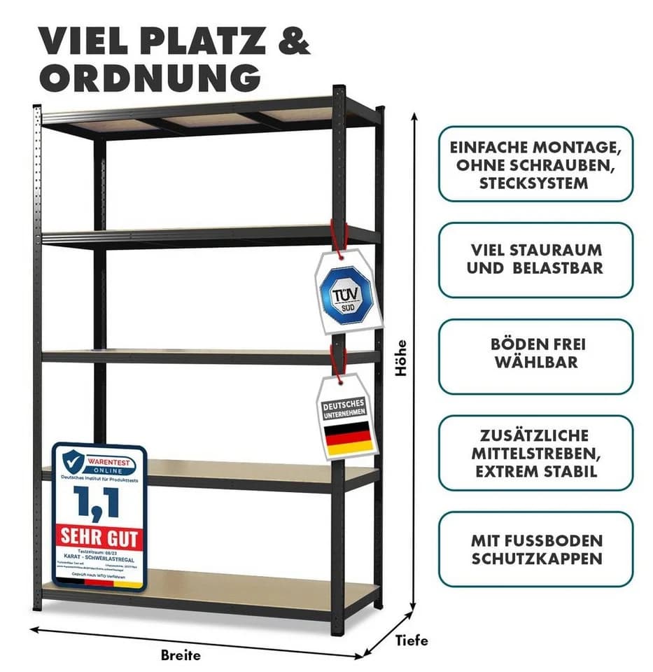 Kubus Schwerlastregal Sioux 2er Set Schwarz Stahl