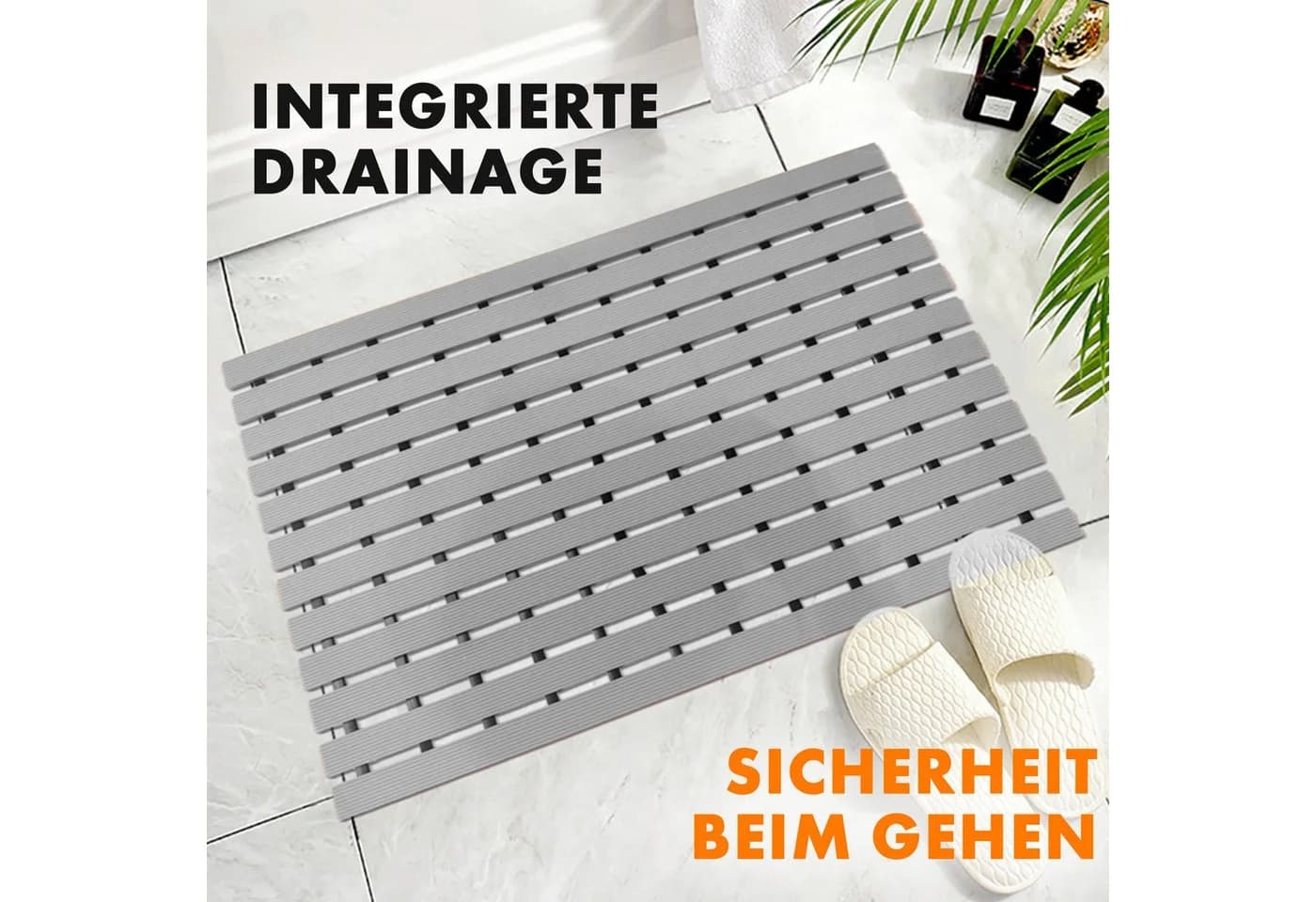 Kubus Duschmatte Antirutsch mit Drainage, Vinyl, Mehrfarbig