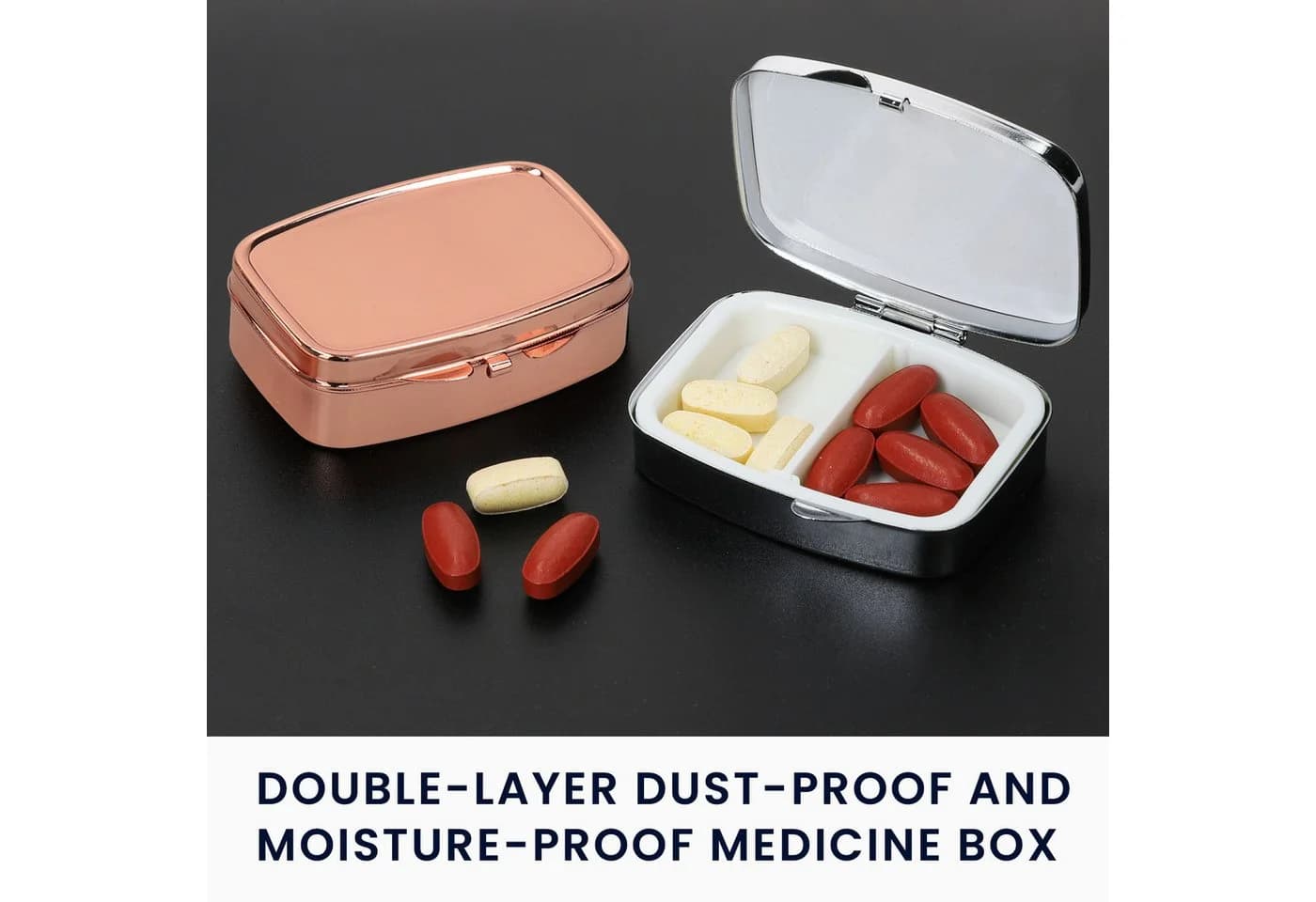 kwmobile Pillendose 2x Edelstahl Tablettenbox Tragbar