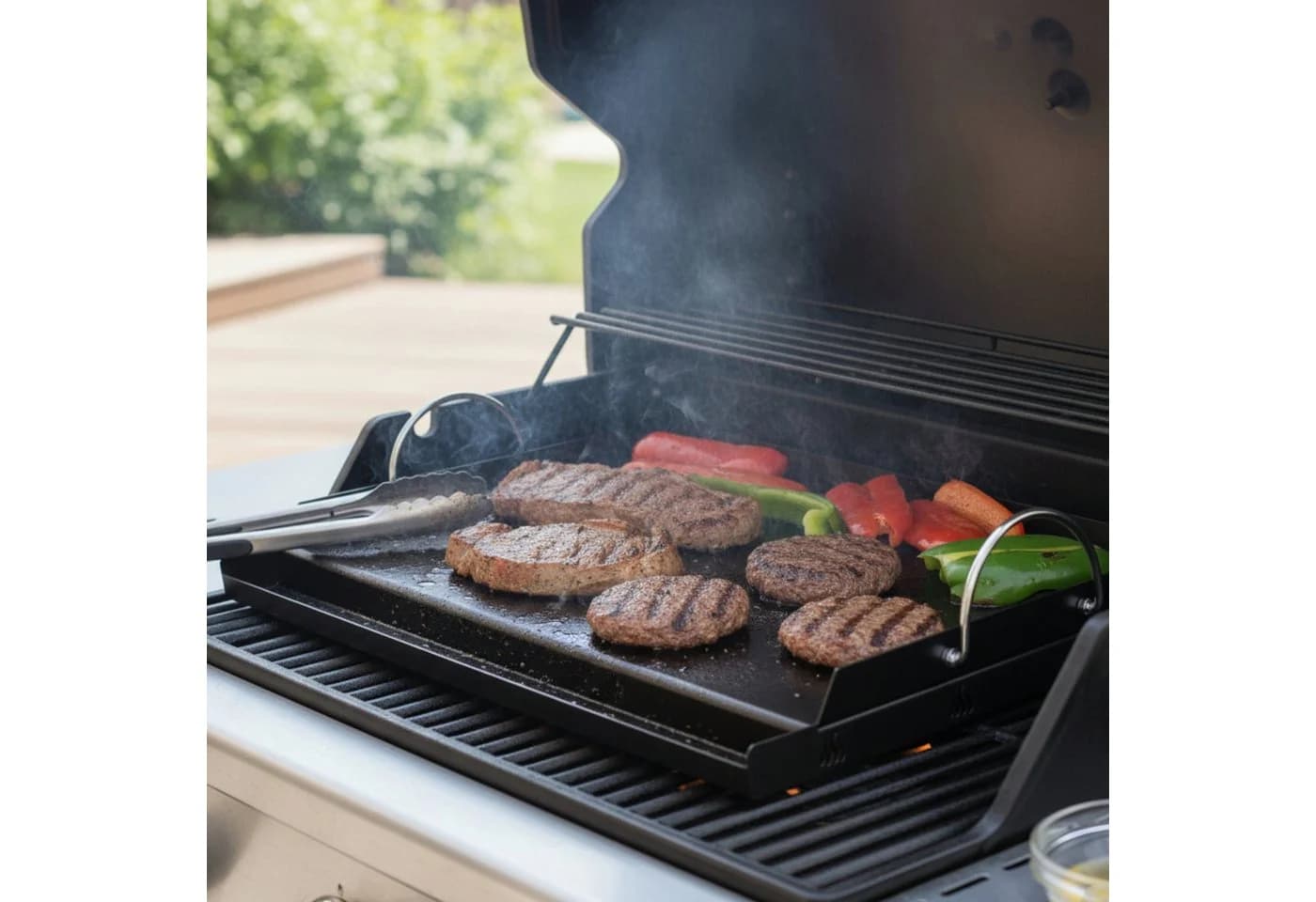 BBQ-Toro Keramik Grillplatte Stahl 63x41 cm mit Ablaufrinne