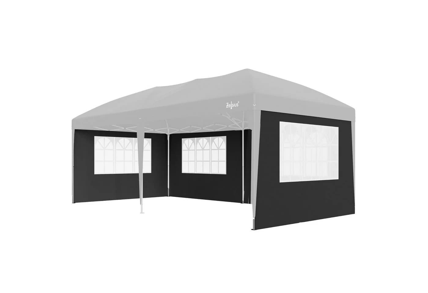 Zelsius Pavillon-Seitenteile 6-teilig Schwarz mit UV-Schutz