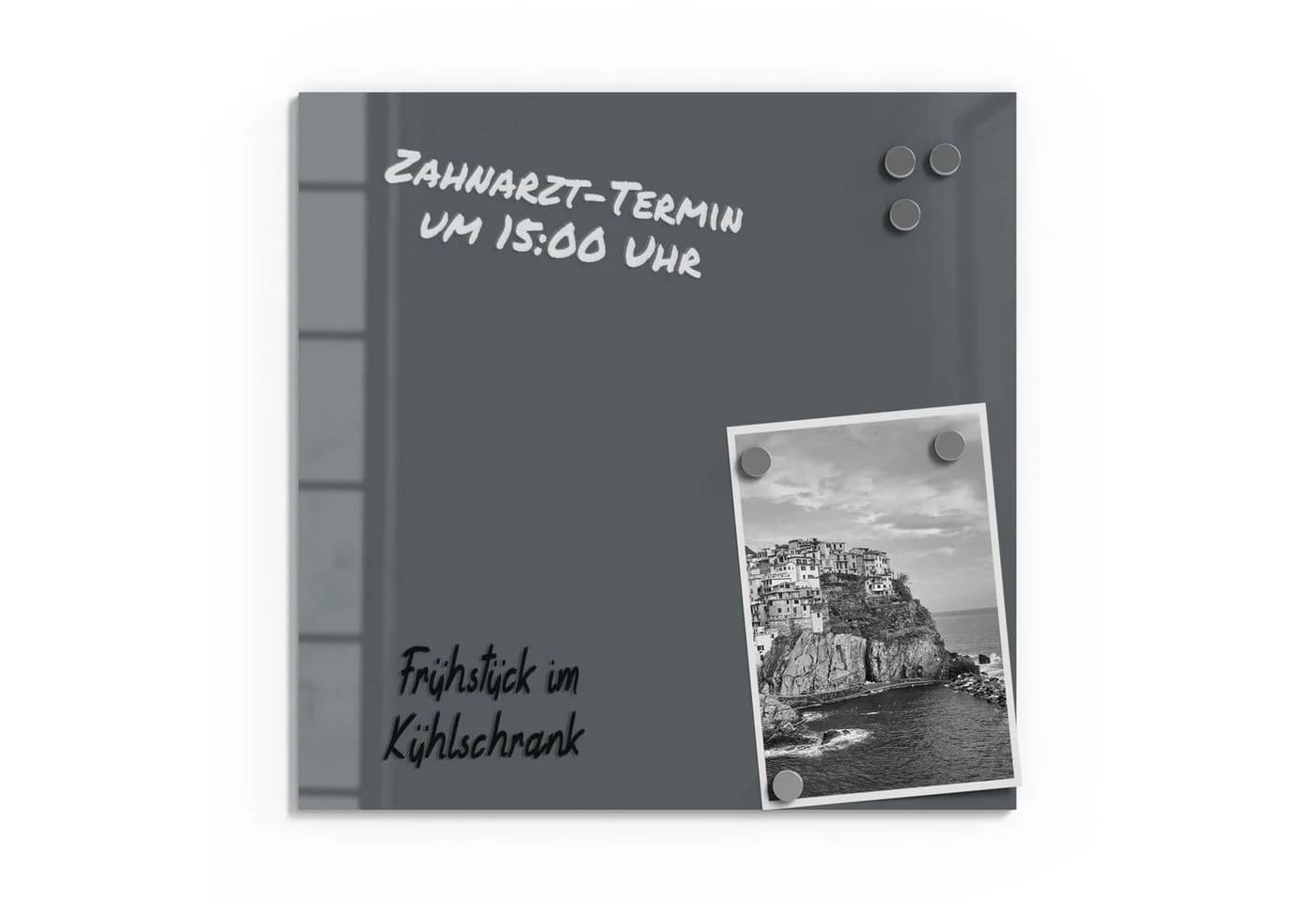 DEQORI Magnettafel Dunkelgrau Glas Whiteboard Pinnwand beschreibbar