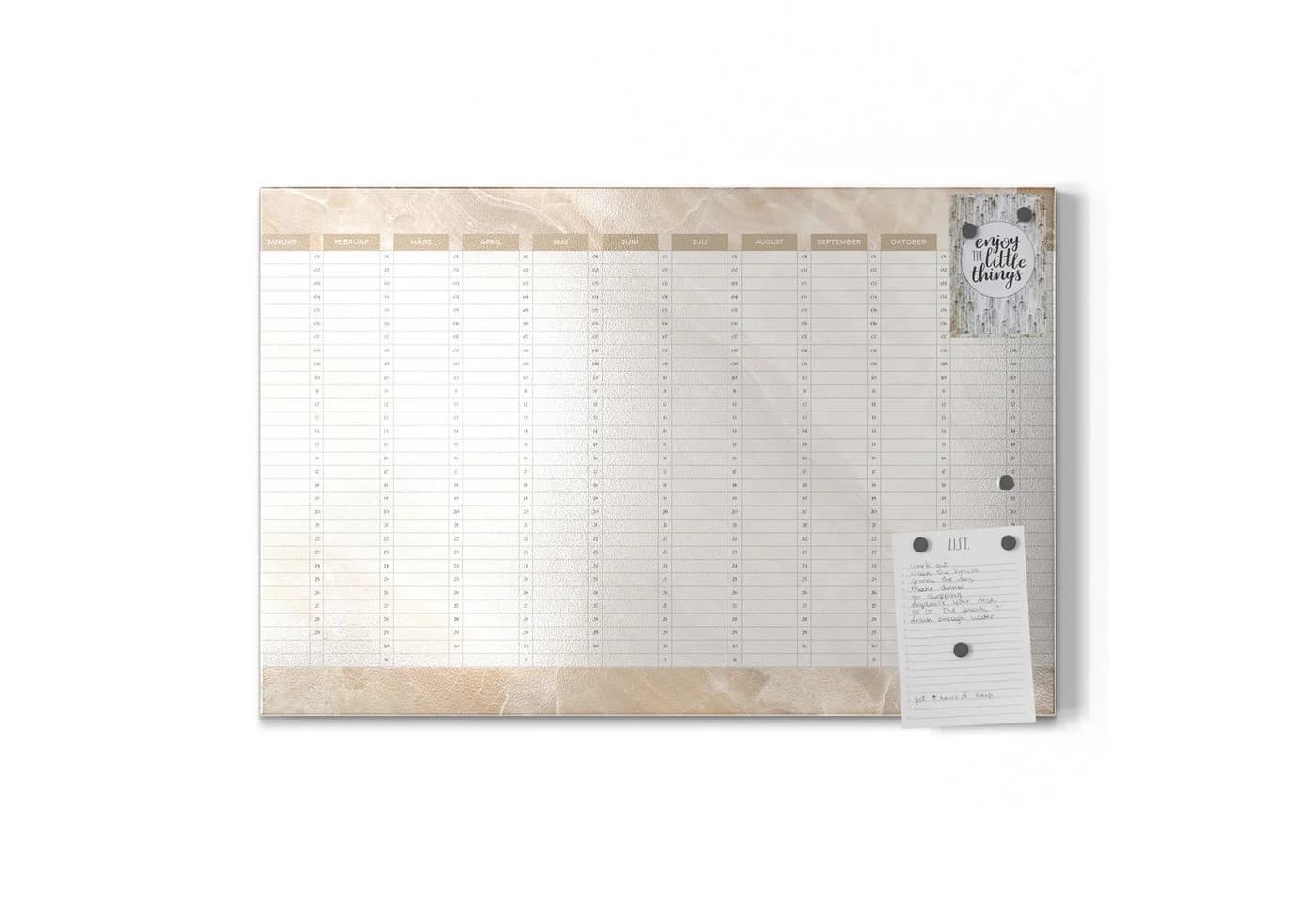 DEQORI Magnettafel Jahresplaner Beige Metall Whiteboard