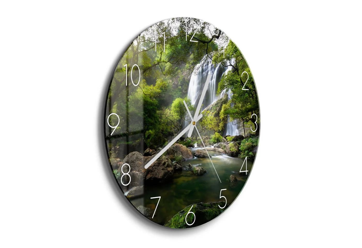 DEQORI Wanduhr 'Verborgenes Wasserwunder' Glas Braun/Grün
