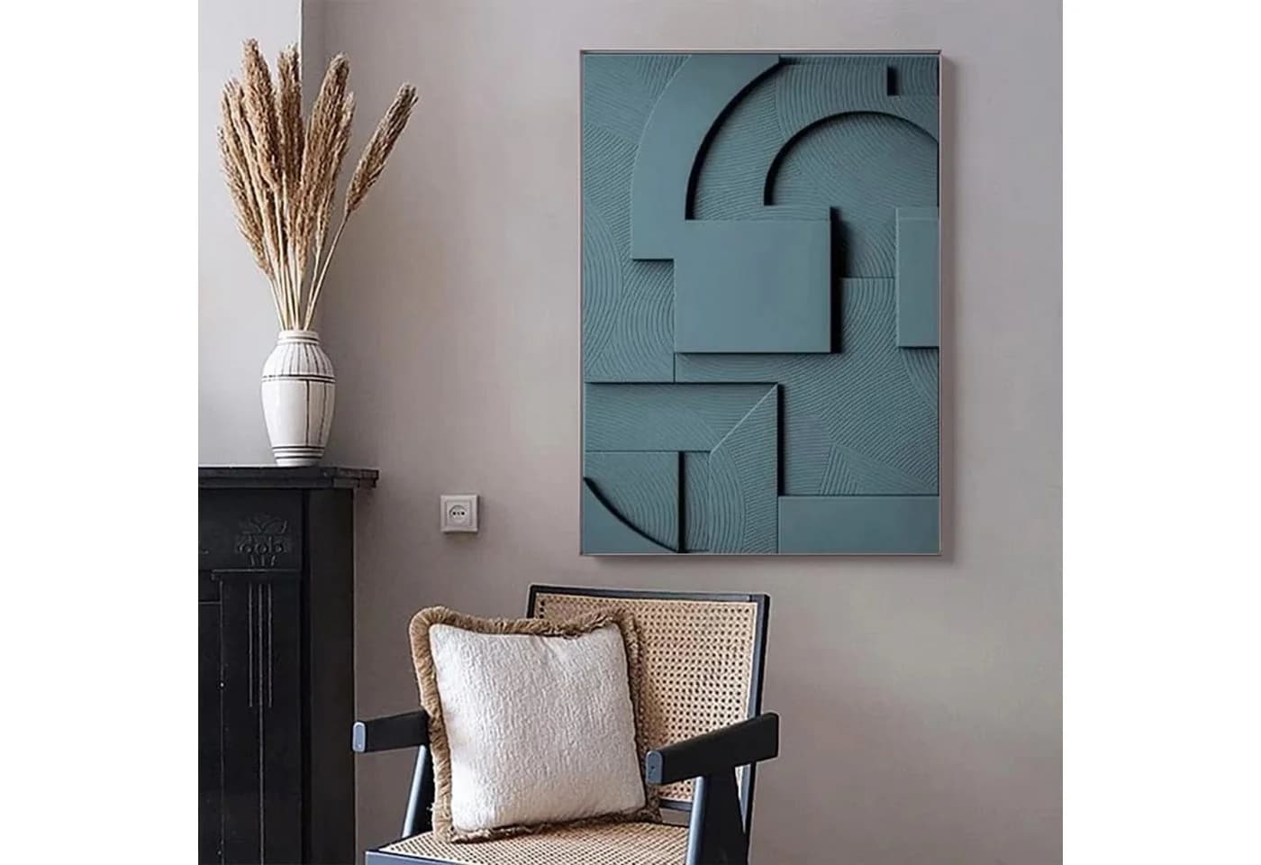 TPFLiving Leinwandbild XXL 70x100cm Schwarz Grau Braun Beige Nordic Art
