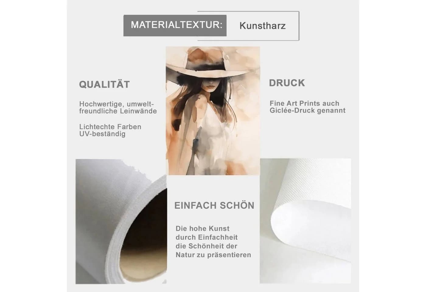 TPFLiving Leinwandkunstdruck Abstraktes Frauenporträt Beige Braun