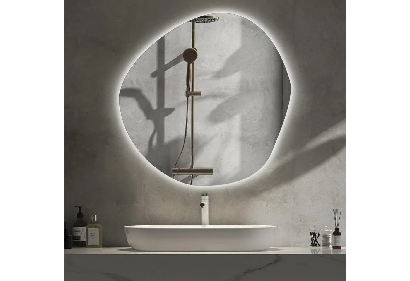 Tulup Badspiegel Modern Wandspiegel mit LED Beleuchtung (Neutralweiß 4000K)