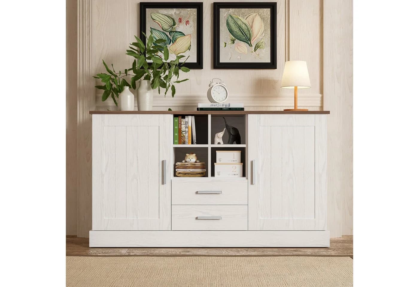 SOFTWEARY Sideboard Braun/Weiß Modern