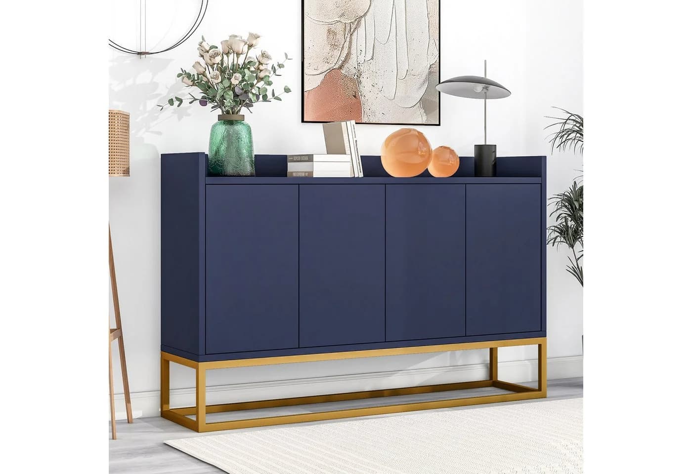 SOFTWEARY Sideboard Blau Holzwerkstoff Wohnzimmerschrank