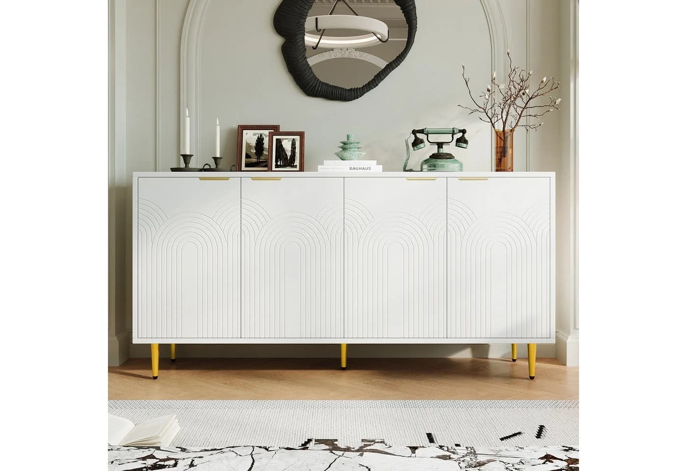 SOFTWEARY Sideboard Weiß Matt 160 cm