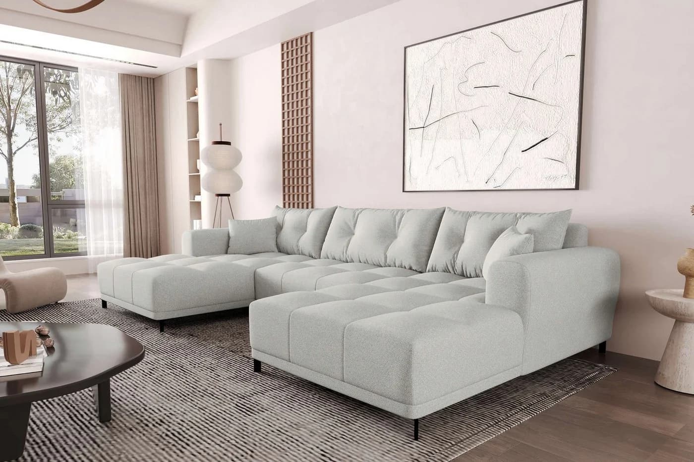 99rooms Wohnlandschaft Massimo U-Form Sofa mit Schlaffunktion