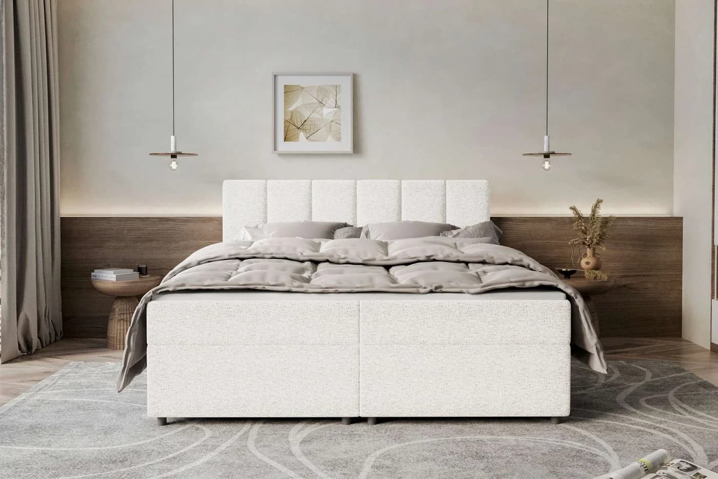 99rooms Boxspringbett Bergamo Weiß mit Topper