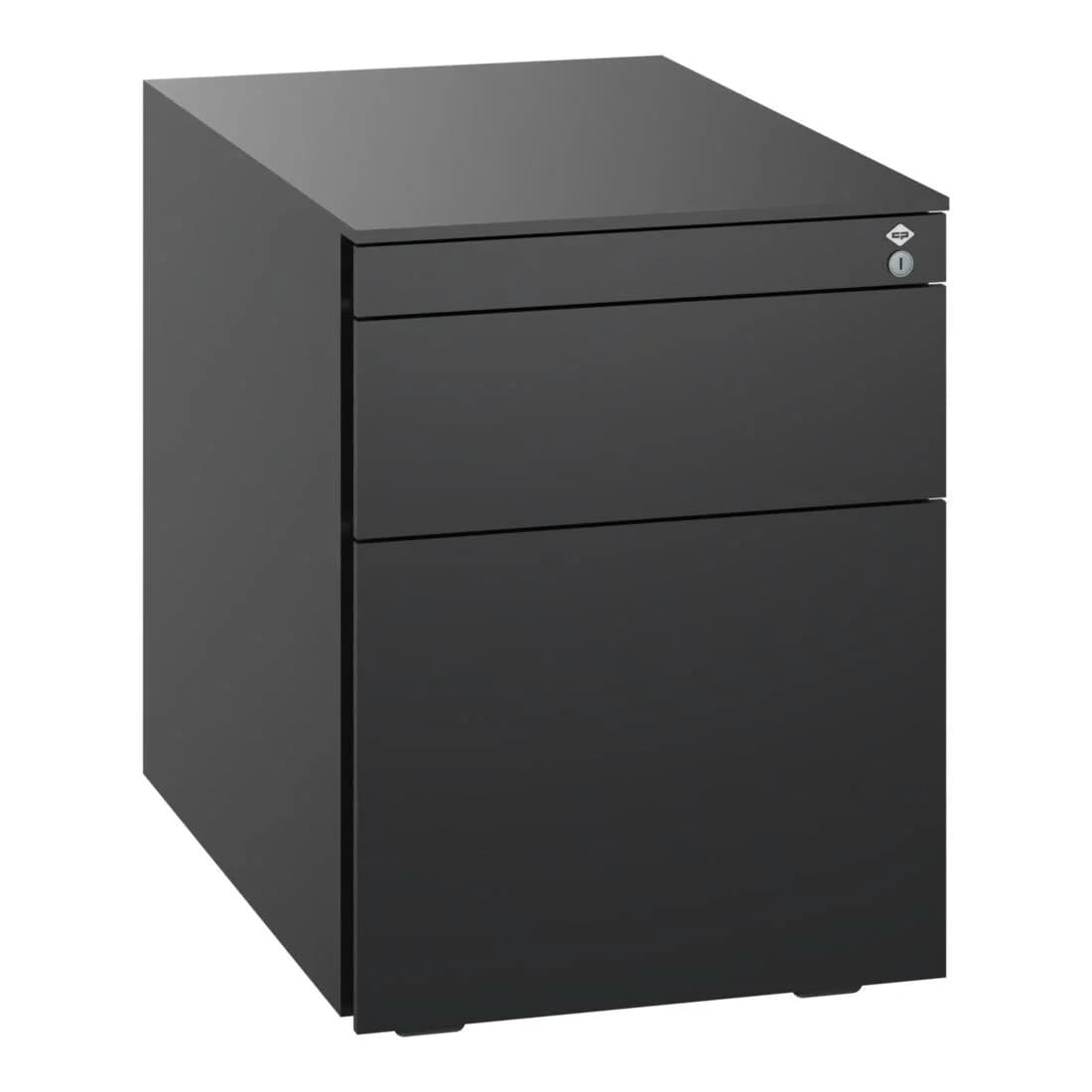 C+P Stahl-Rollcontainer Schwarz mit Hängehefter-Schublade