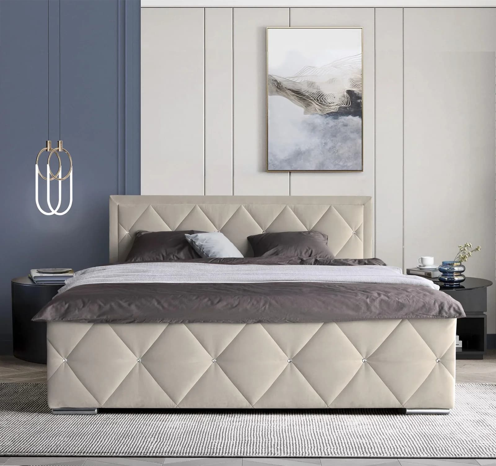 Boxbett HOME AFFAIRE Alfie Beige mit Bettkasten und Matratzen