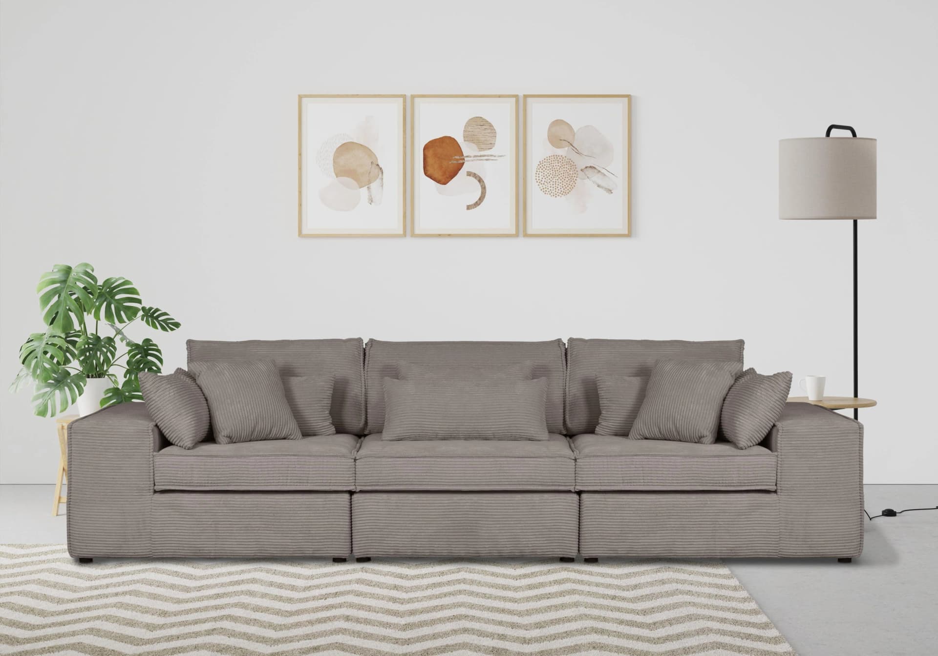 OTTO HOME Sofa Enid 3-Sitzer Grau Taupe Poly-Cord