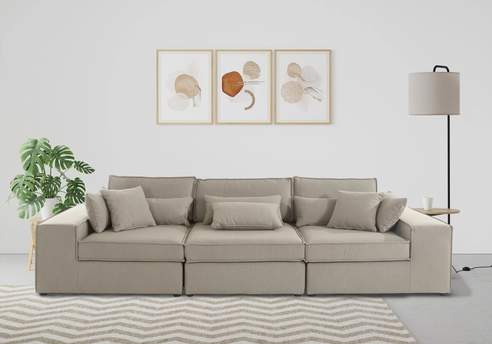 OTTO HOME Sofa Florid 3-Sitzer Taupe Polyestermix