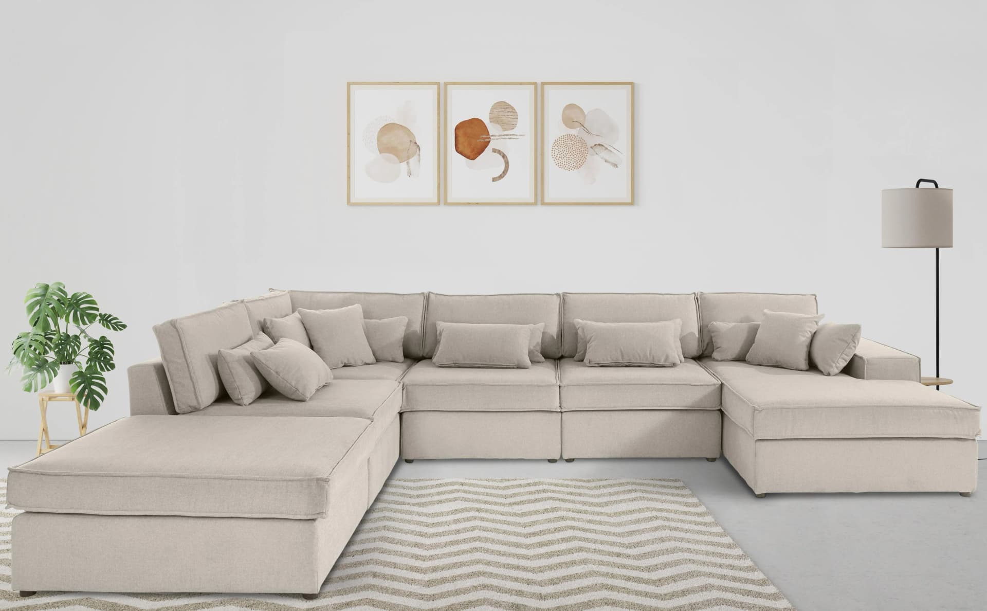 OTTO HOME Wohnlandschaft Florid U-Form Beige 6-teilig