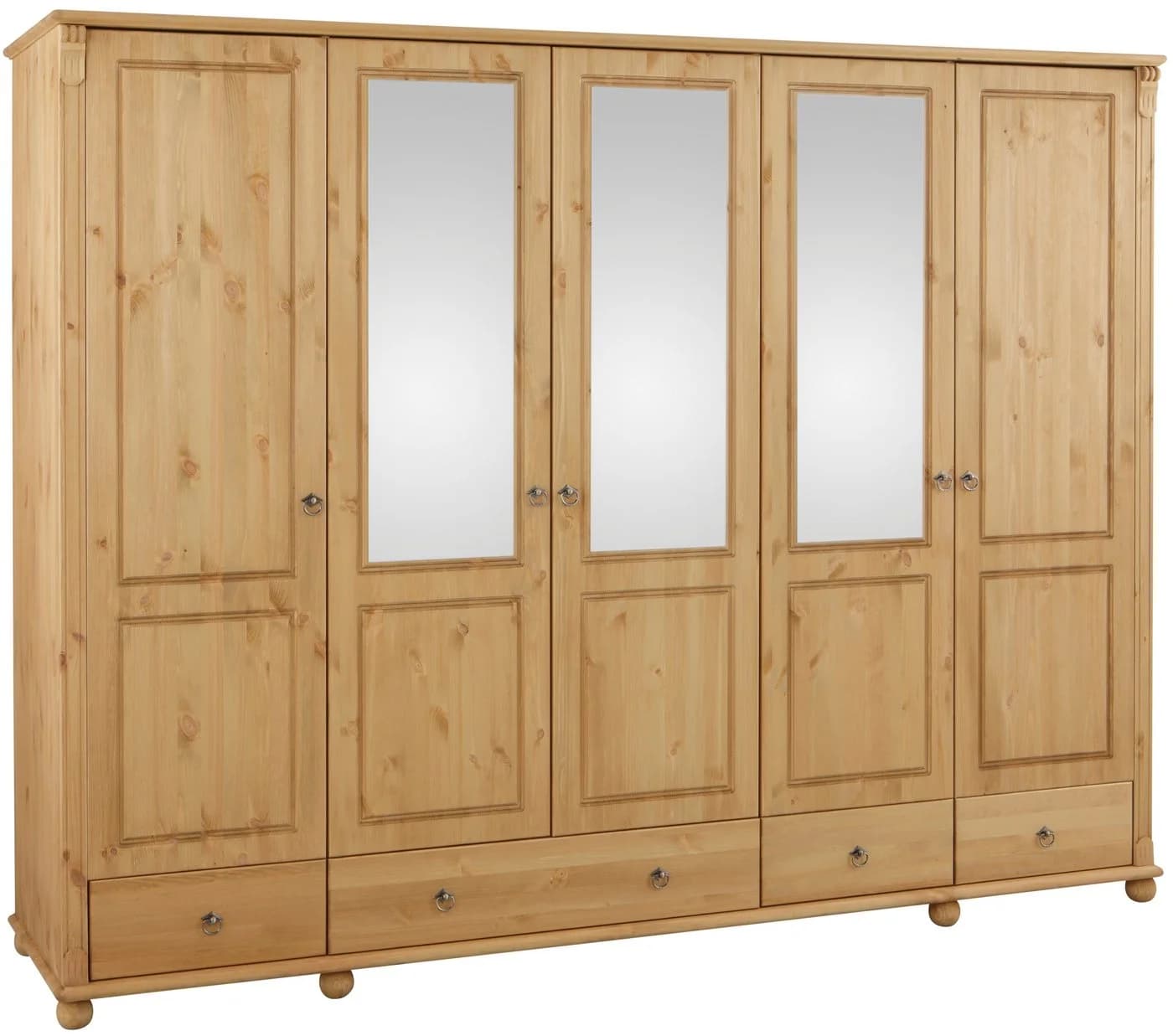 OTTO HOME Kleiderschrank Tessin Massivholz Kiefer Beige mit Spiegel