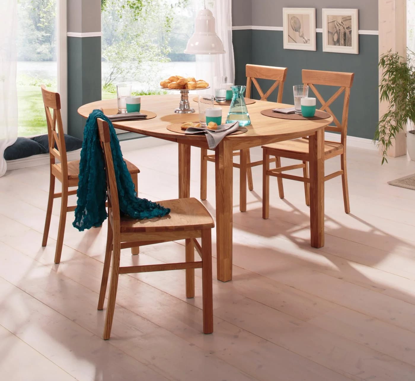 Home affaire Esstisch Time Massivholz FSC Eiche Buche Ausziehbar
