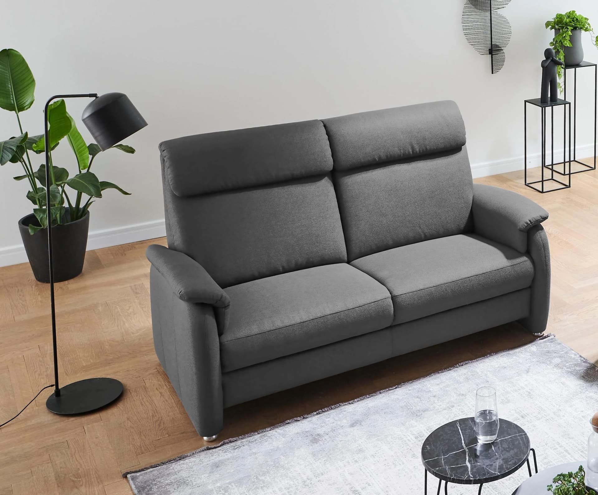 HOME AFFAIRE Turin 2-Sitzer Sofa Grau Easy-Care Bezug