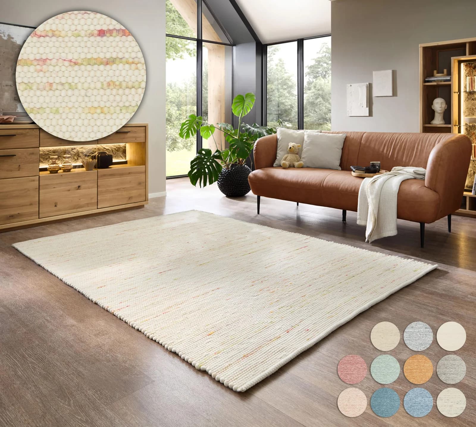 OTTO HOME Wollteppich Pirker Handgewebt Bunt Pastell