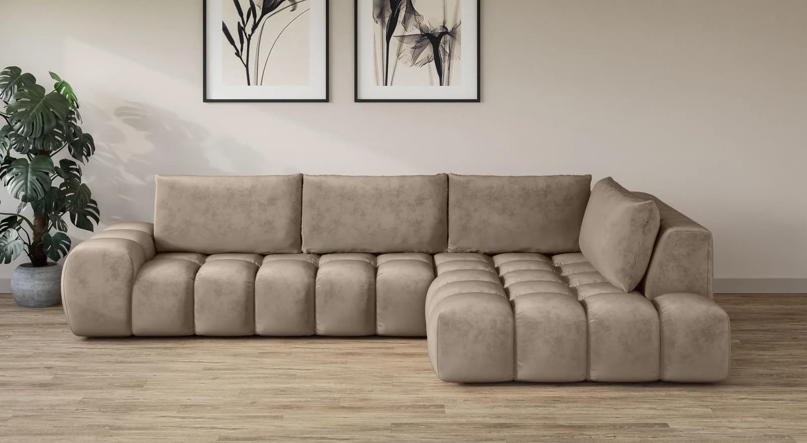 OTTO HOME AZITA Ecksofa L-Form XXL Taupe Polyester