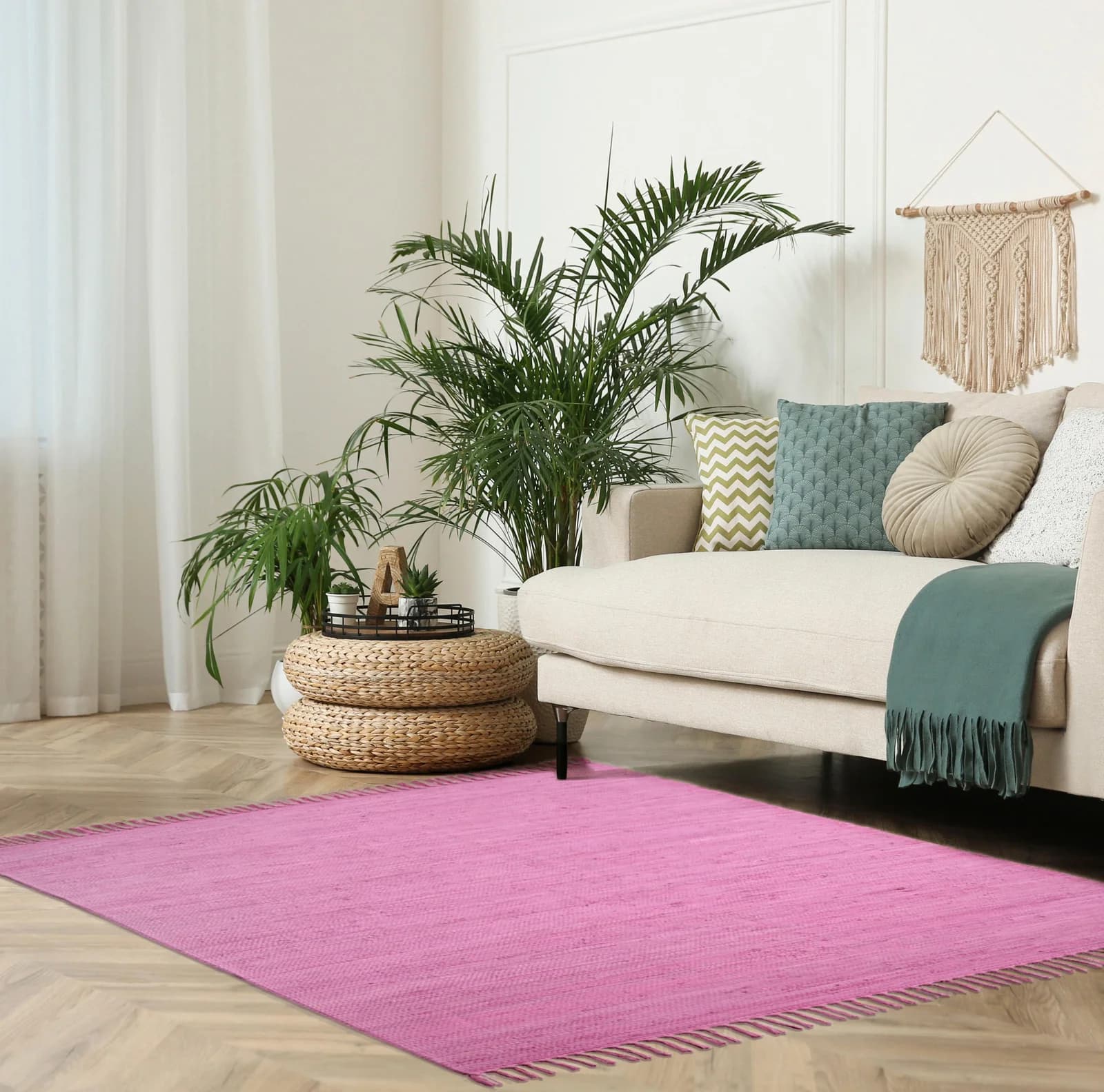 OTTO HOME Teppich Cadis Pink 100% Baumwolle Handgewebt